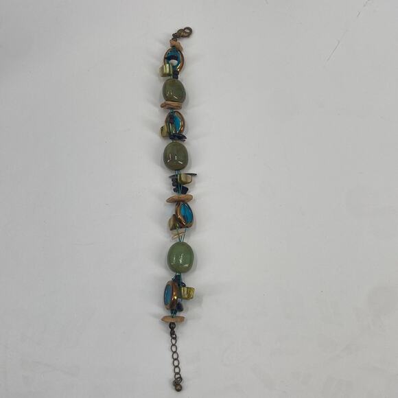 Premier designs blue green floating multi strand beaded bracelet - Picture 2 of 5